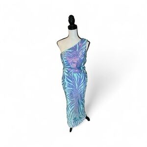 Elegant One-Shoulder Blue Dress